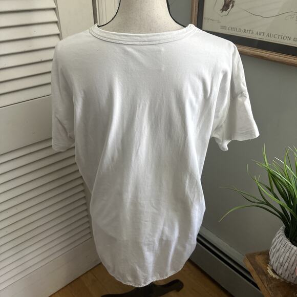 MINA BAIE Shirt Womens Small White Pocket Tee Oversized Relaxed Fit Minimalist - Picture 4 of 9